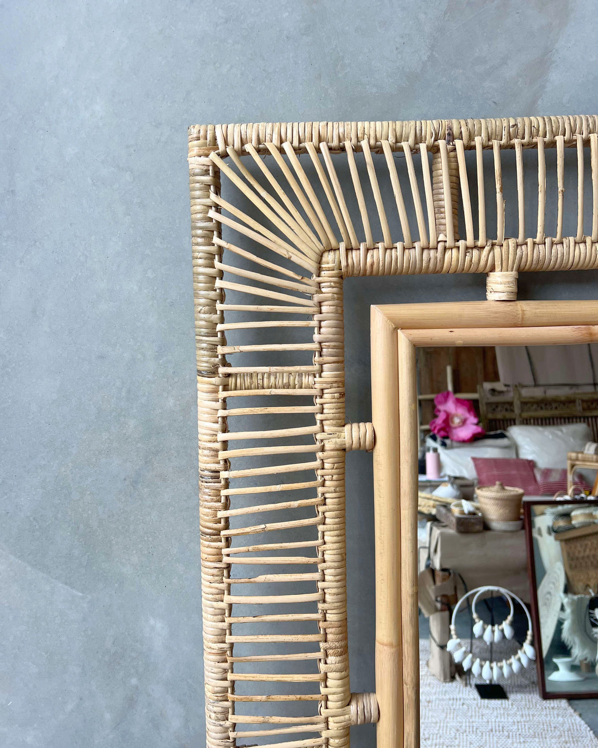 Muka Rattan Square Wall Mirror