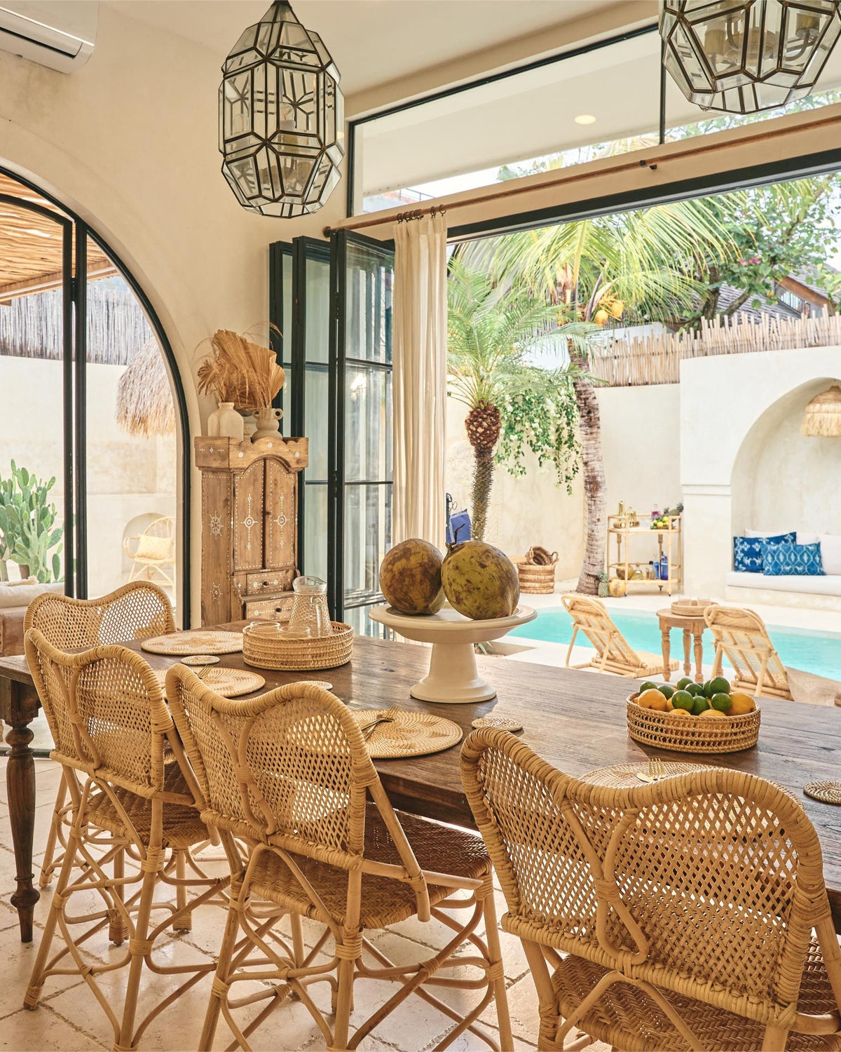 Sulawesi Rattan Dining Chairs with seat cushion