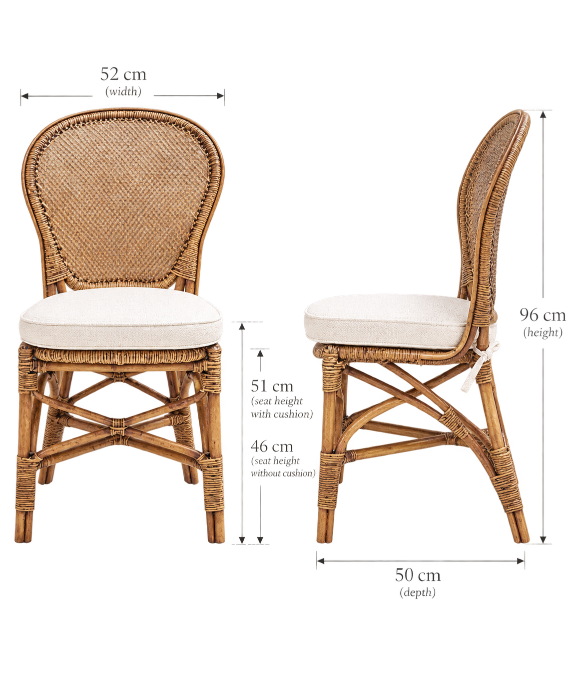 Sumatra Rattan Dining Chairs with seat cushion