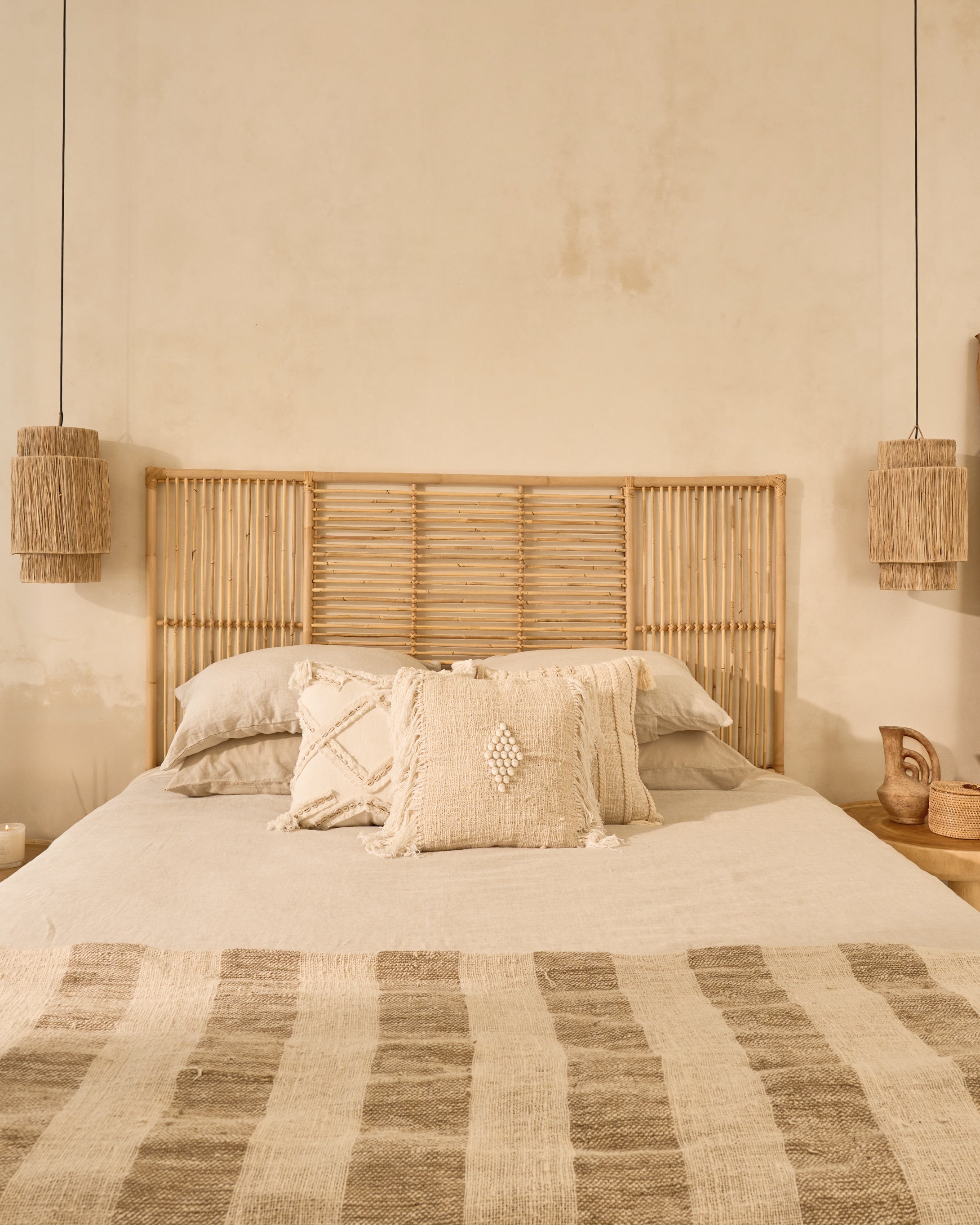 Sumba Rattan Stripe Panel Bedhead