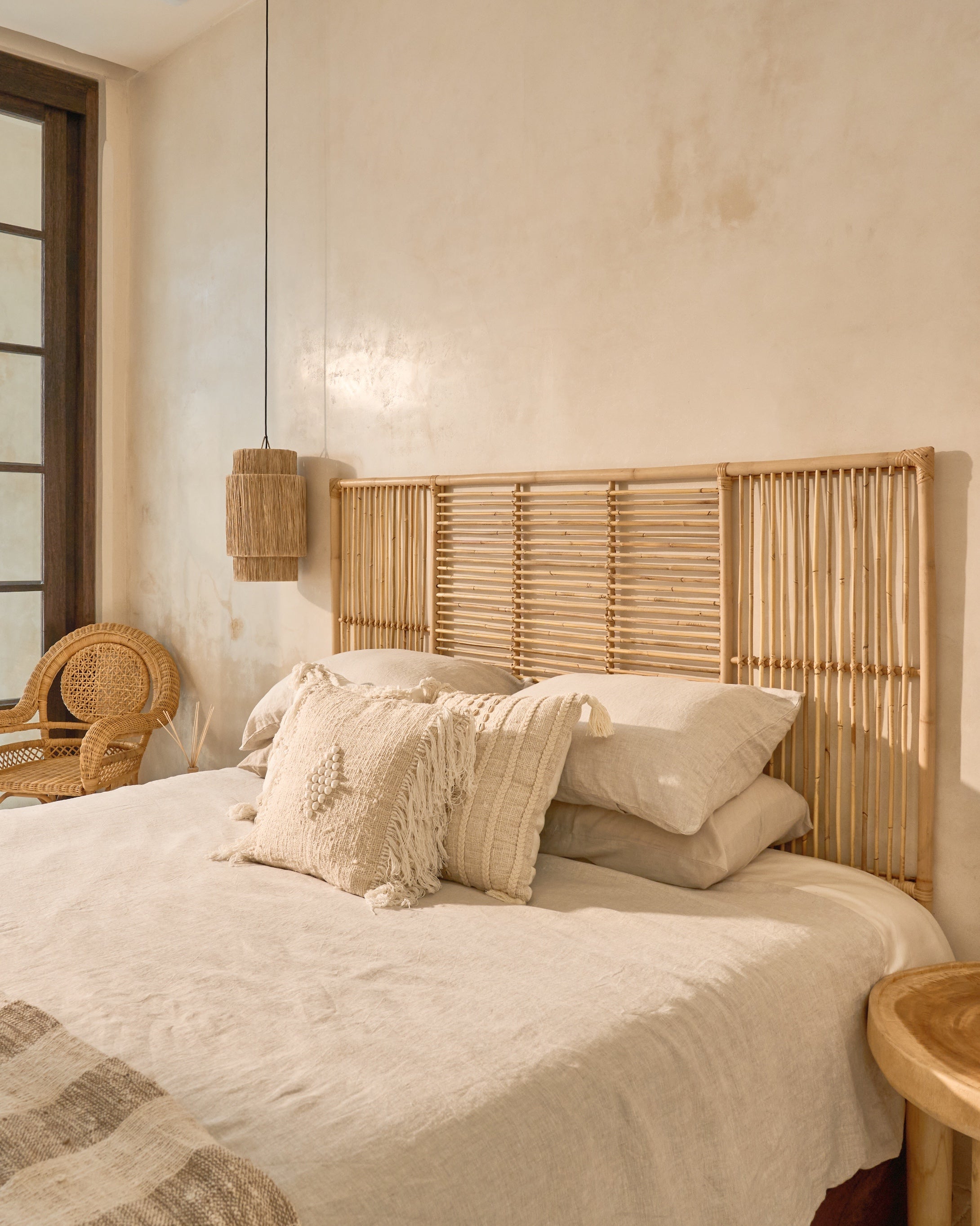 Sumba Rattan Stripe Panel Bedhead