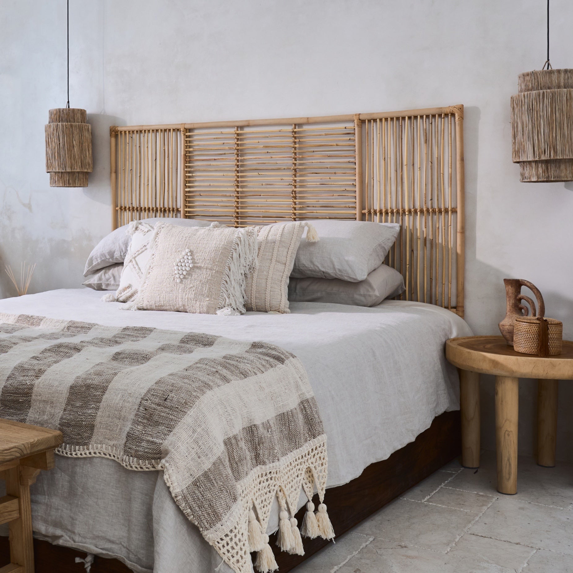 Sumba Rattan Panel Bedhead - King, Queen, Double