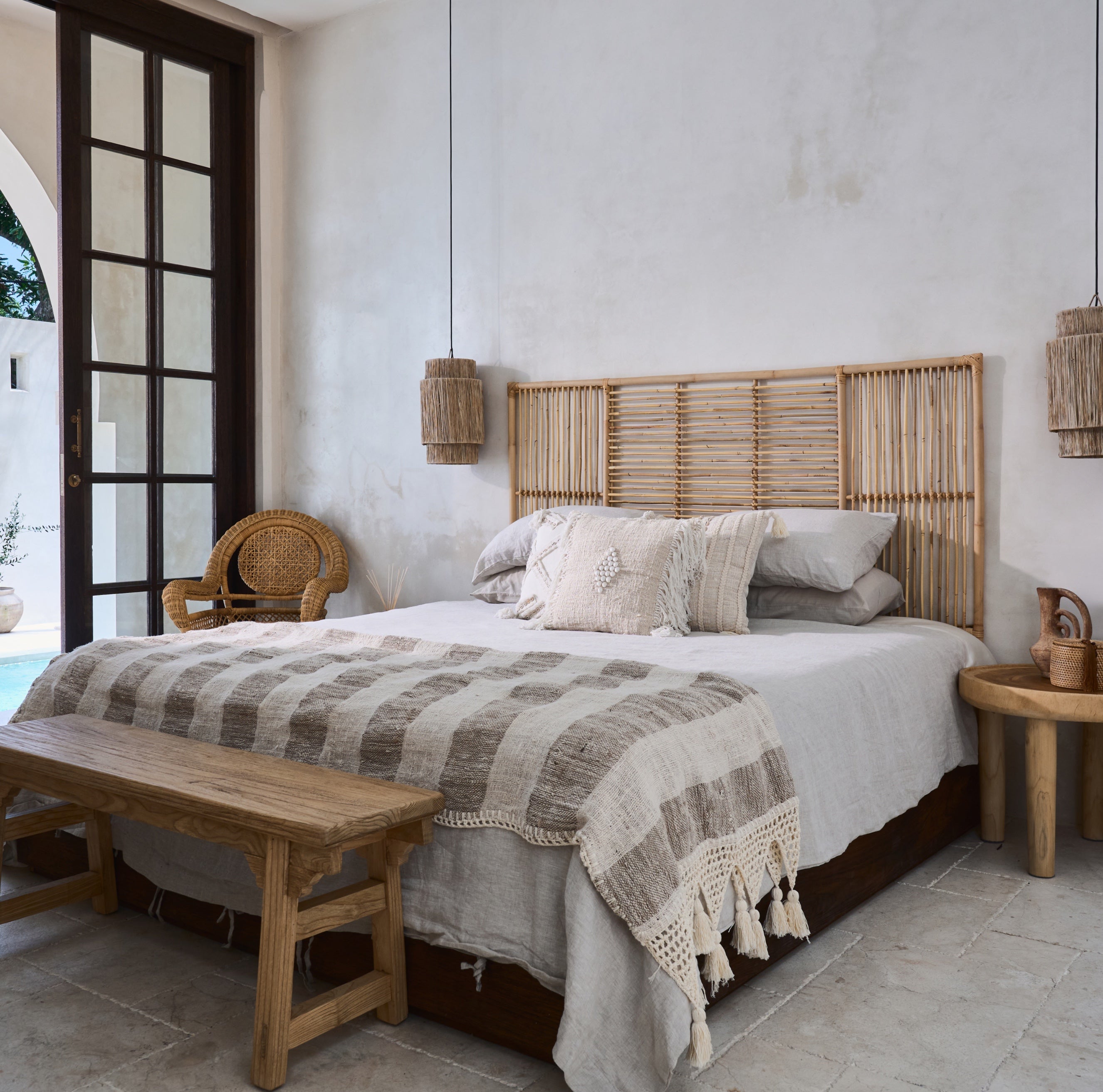 Sumba Rattan Panel Bedhead - King, Queen, Double