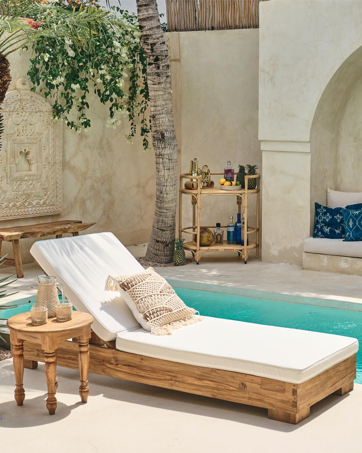 Surya Recycled Teak Outdoor Sun Lounger