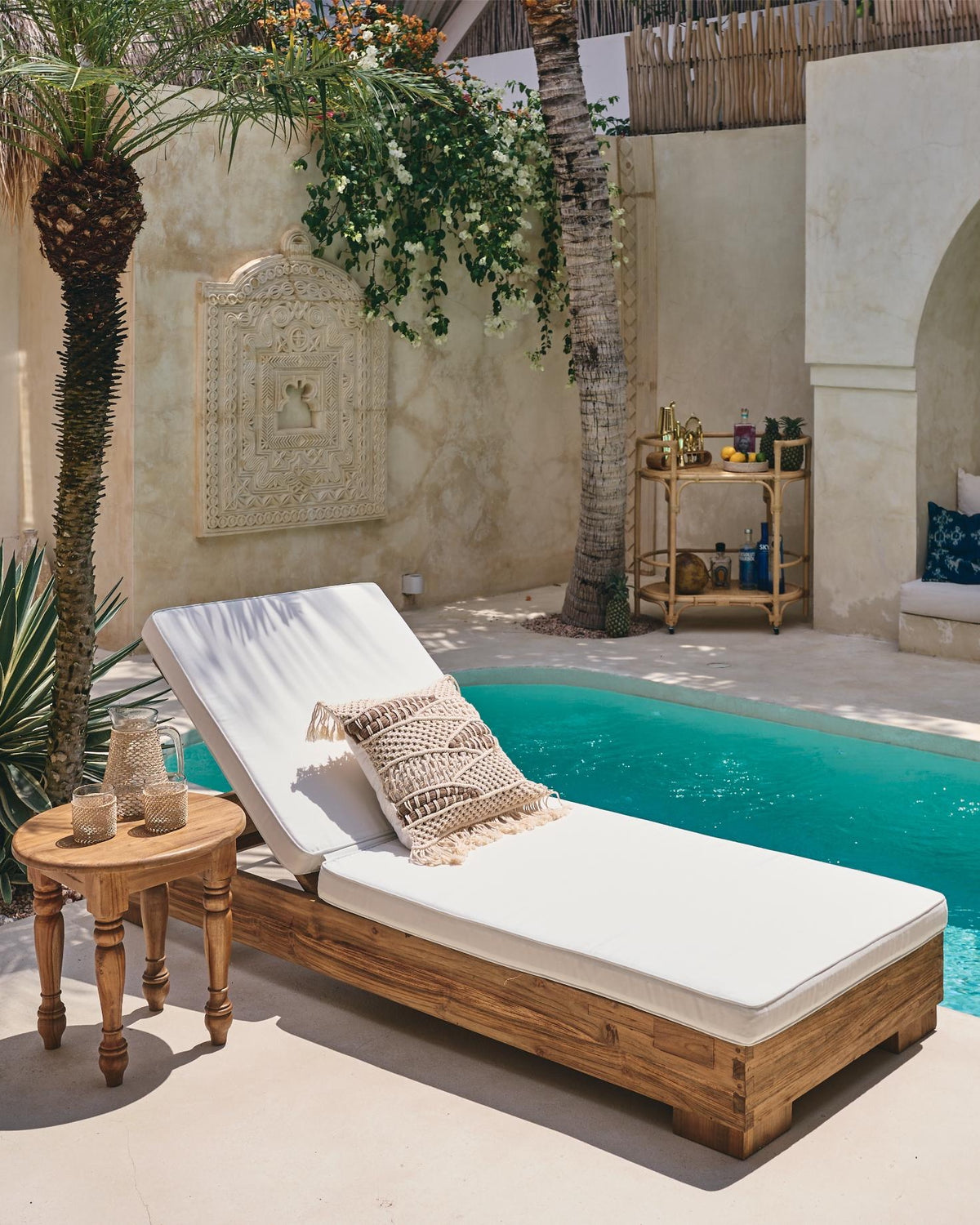 Surya Recycled Teak Outdoor Sun Lounger
