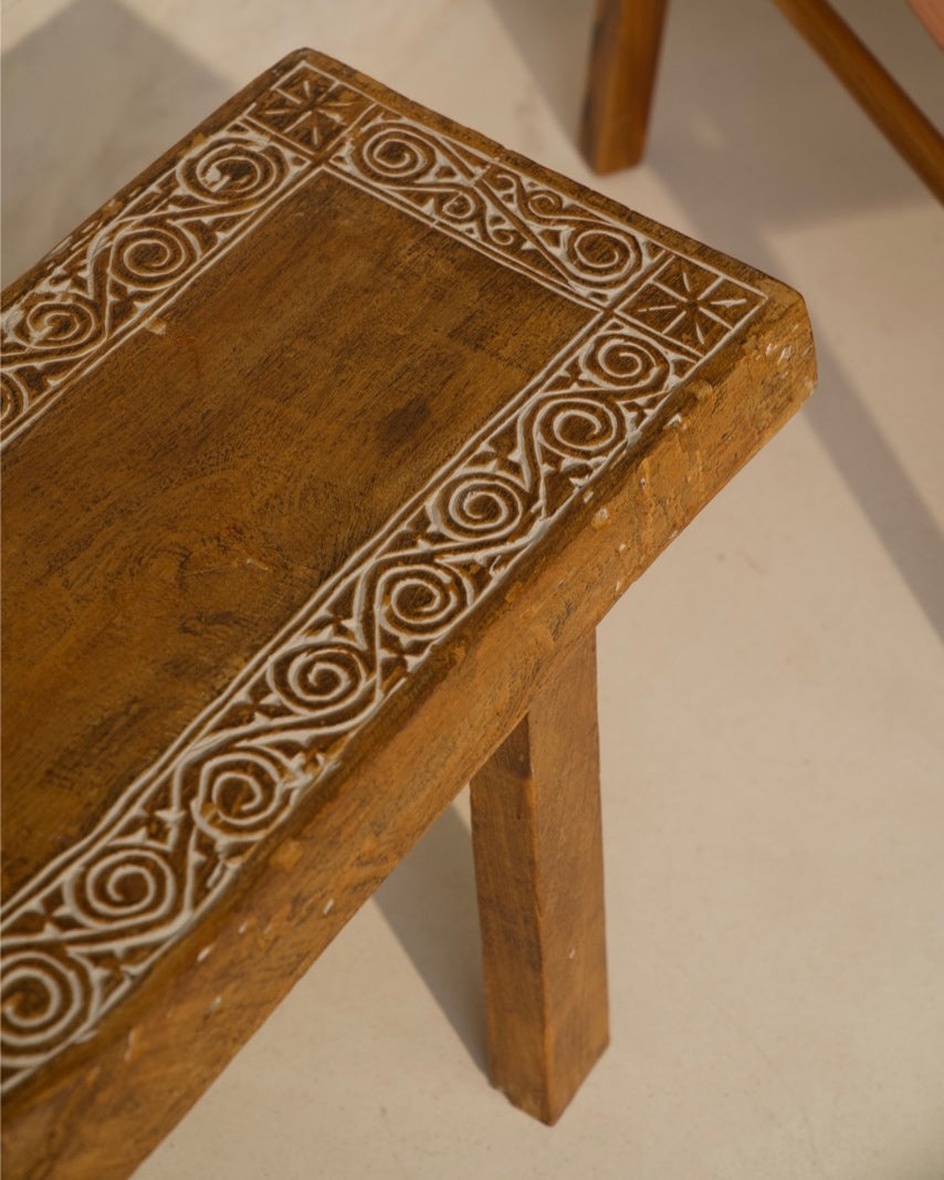 Timor Carved Teak Bench Seat
