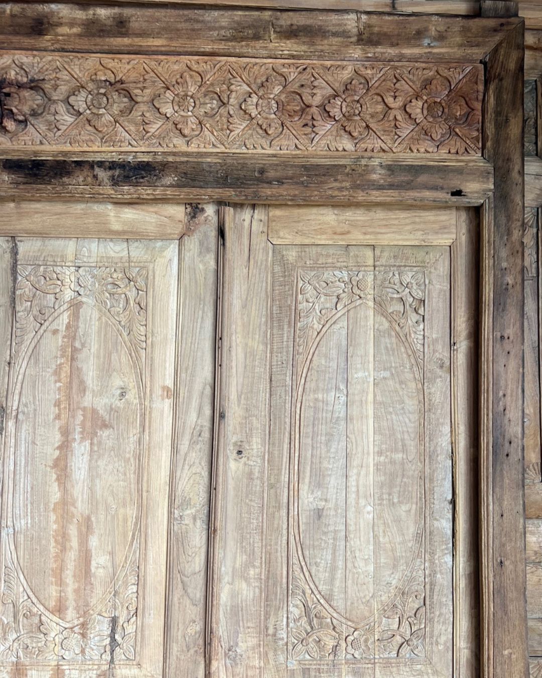 Vintage Carved Teak Door Frame and Doors - matching gate / panels