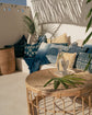 Biru Indigo & White Corner Gradient Natural Dye Cushion Cover, 50x50cm