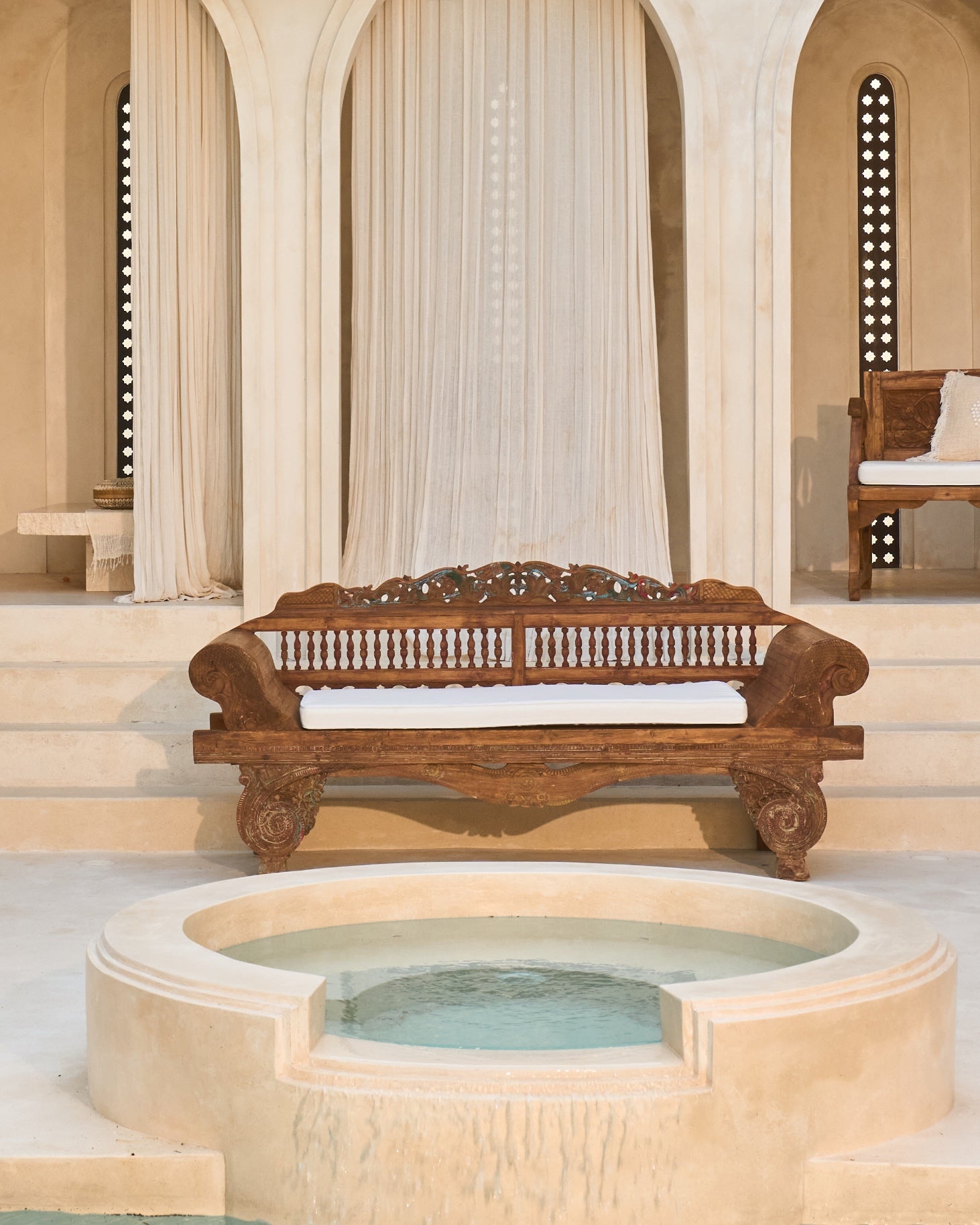 Mencintai Recycled Teak Carved Vintage Daybed