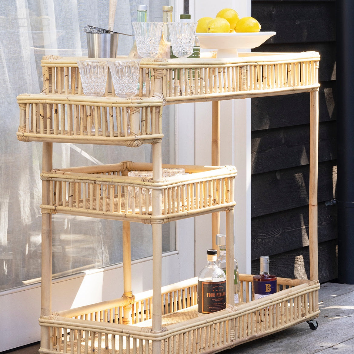 Seseh Rattan Bar Cart Console Trolley