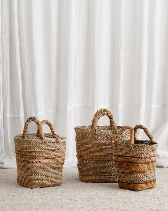 Natural Multi-texture Seagrass Baskets - Small, Medium, Large