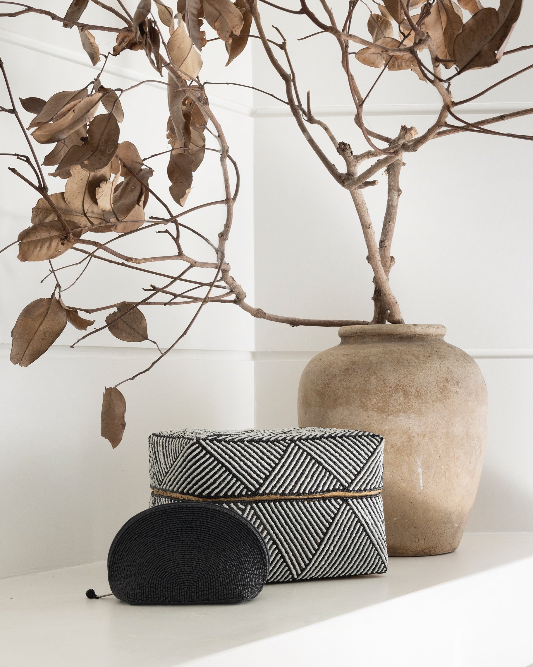 Hand Beaded Makeup or Everyday Purse - Black or Gold