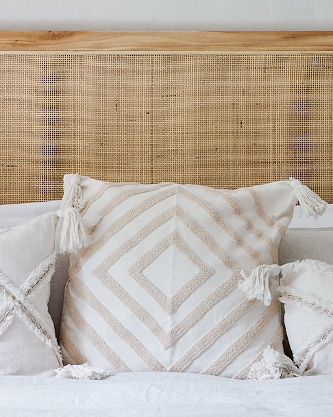 Blush Diamond Cream Cushion Cover with corner tassels - 45x45cm