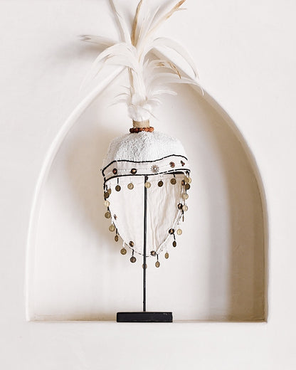 Black White Tribal Beaded & Feather Hat Stands