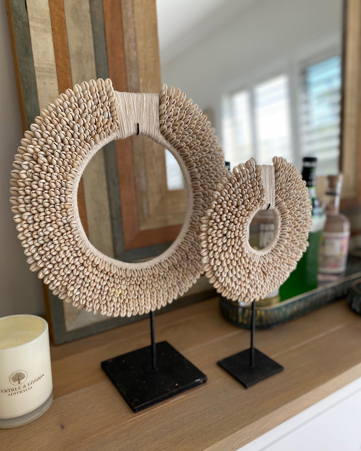 Traditional Tribal Papua Cowrie Shell Necklace & Stands: Large & Small