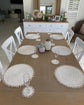 White Rattan Woven Coasters with Shell Fringe Feature Design