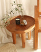 Komodo Carved Wood Round Coffee Side Tables
