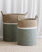 Archipelago Striped Seagrass Baskets - Mint Green, White, Natural