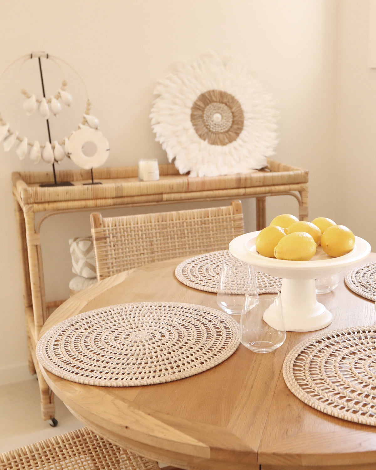Rattan Spiral Weave Design Coasters - Single or Set x4 or x6