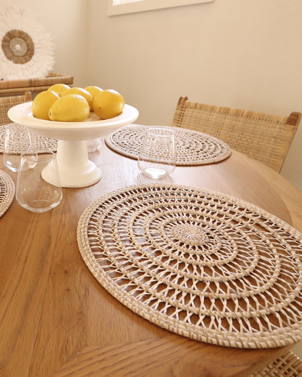 Rattan Spiral Design Round Placemats
