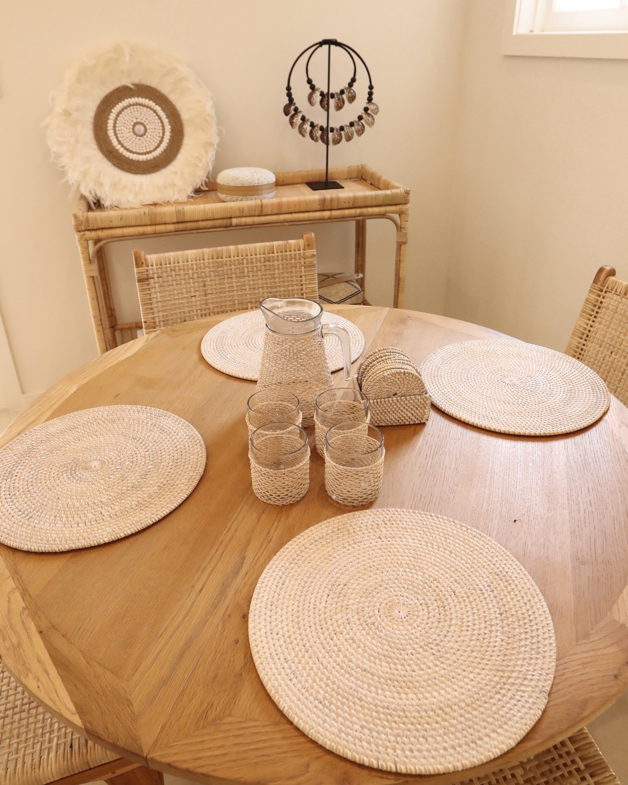 Whitewash Woven Rattan Placemats