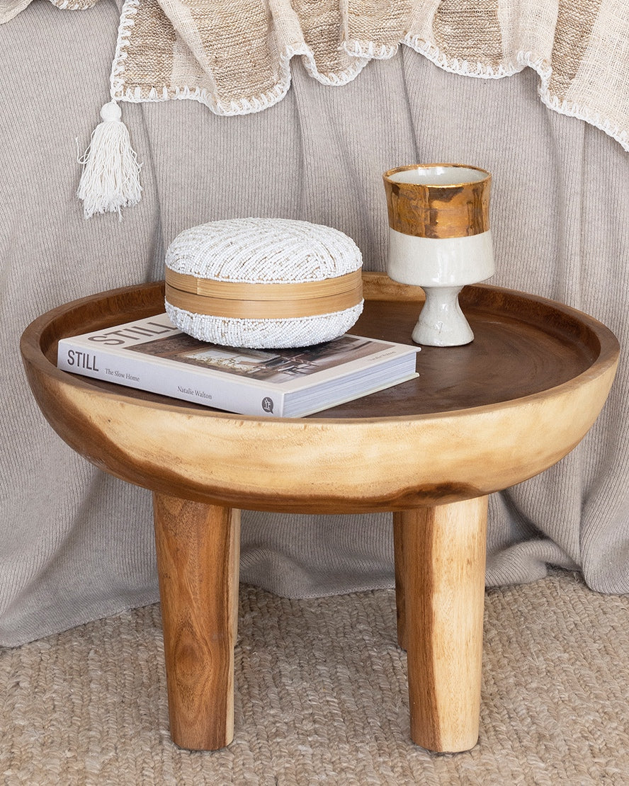 Beaded bamboo round box - 5 colours