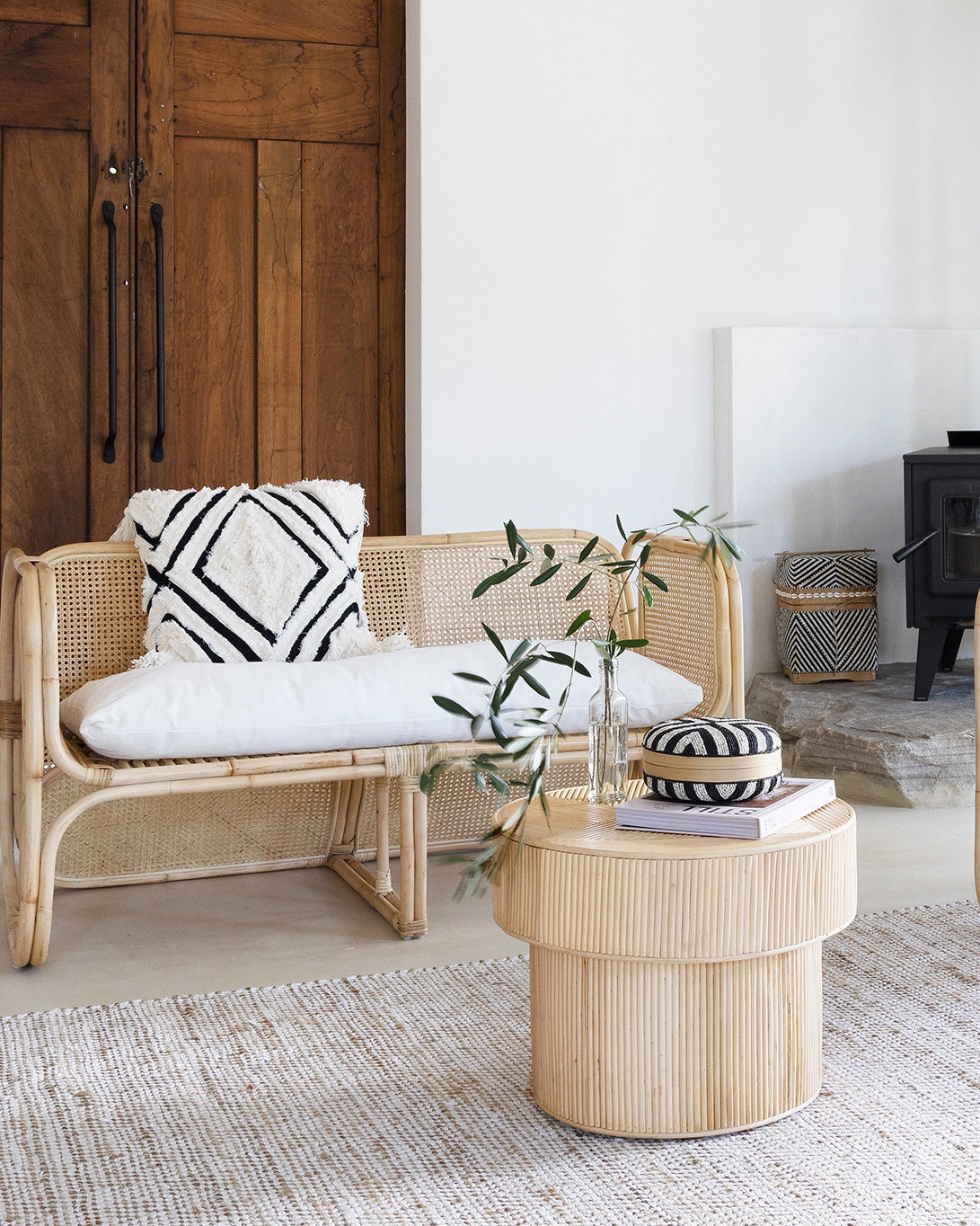 Beaded bamboo round box - 5 colours