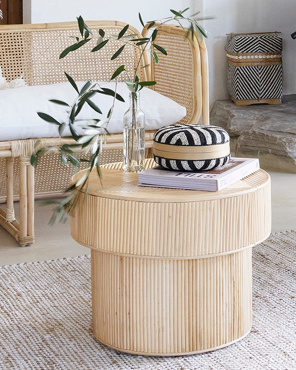 Beaded bamboo round box - 5 colours