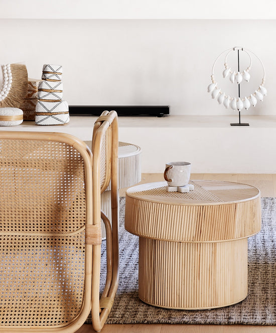 Indah Round Woven Rattan Side Table