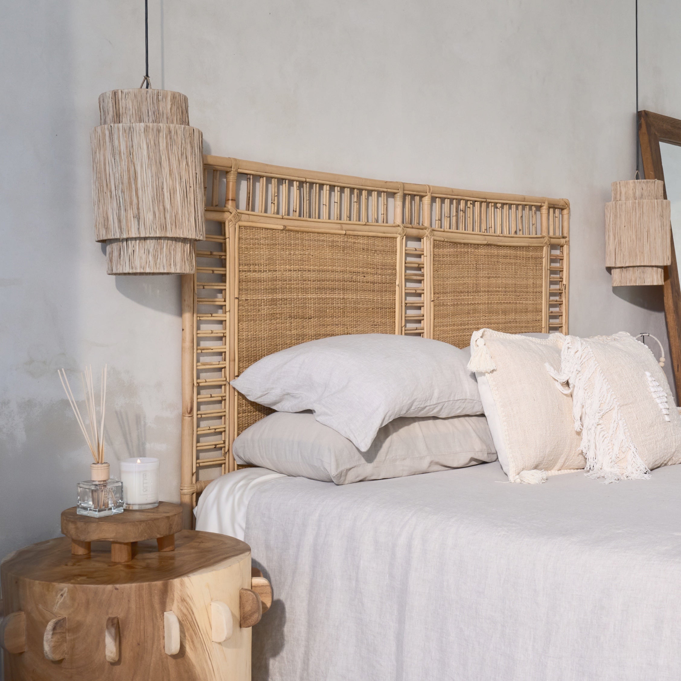 Ampat Rattan Woven Panel Square Bedhead - King, Queen, Double
