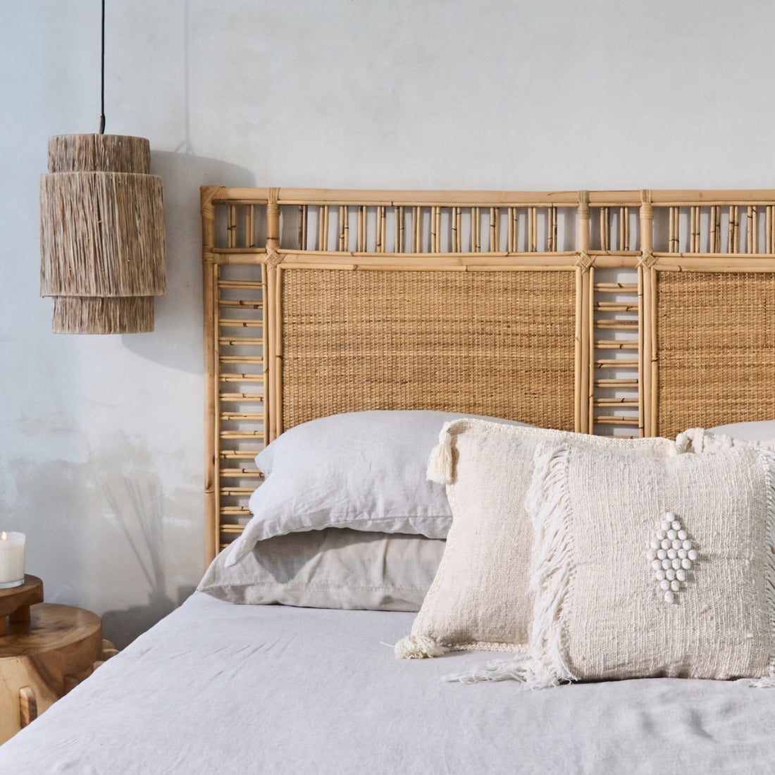 Ampat Rattan Woven Panel Square Bedhead - King, Queen, Double