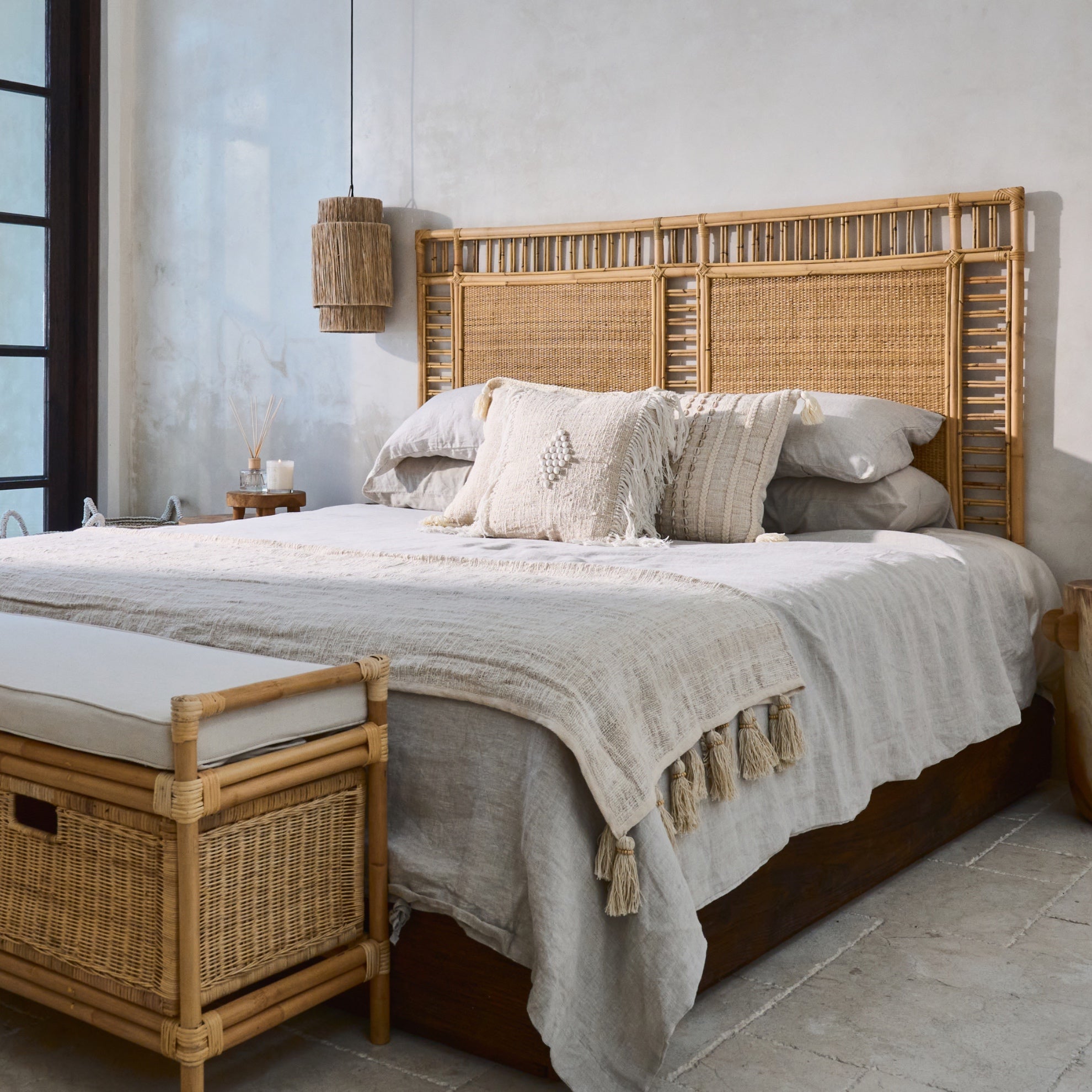 Ampat Rattan Woven Panel Square Bedhead - King, Queen, Double