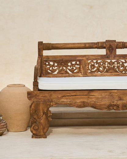 Bambu Recycled Teak Carved XL Seat Daybed with mattress