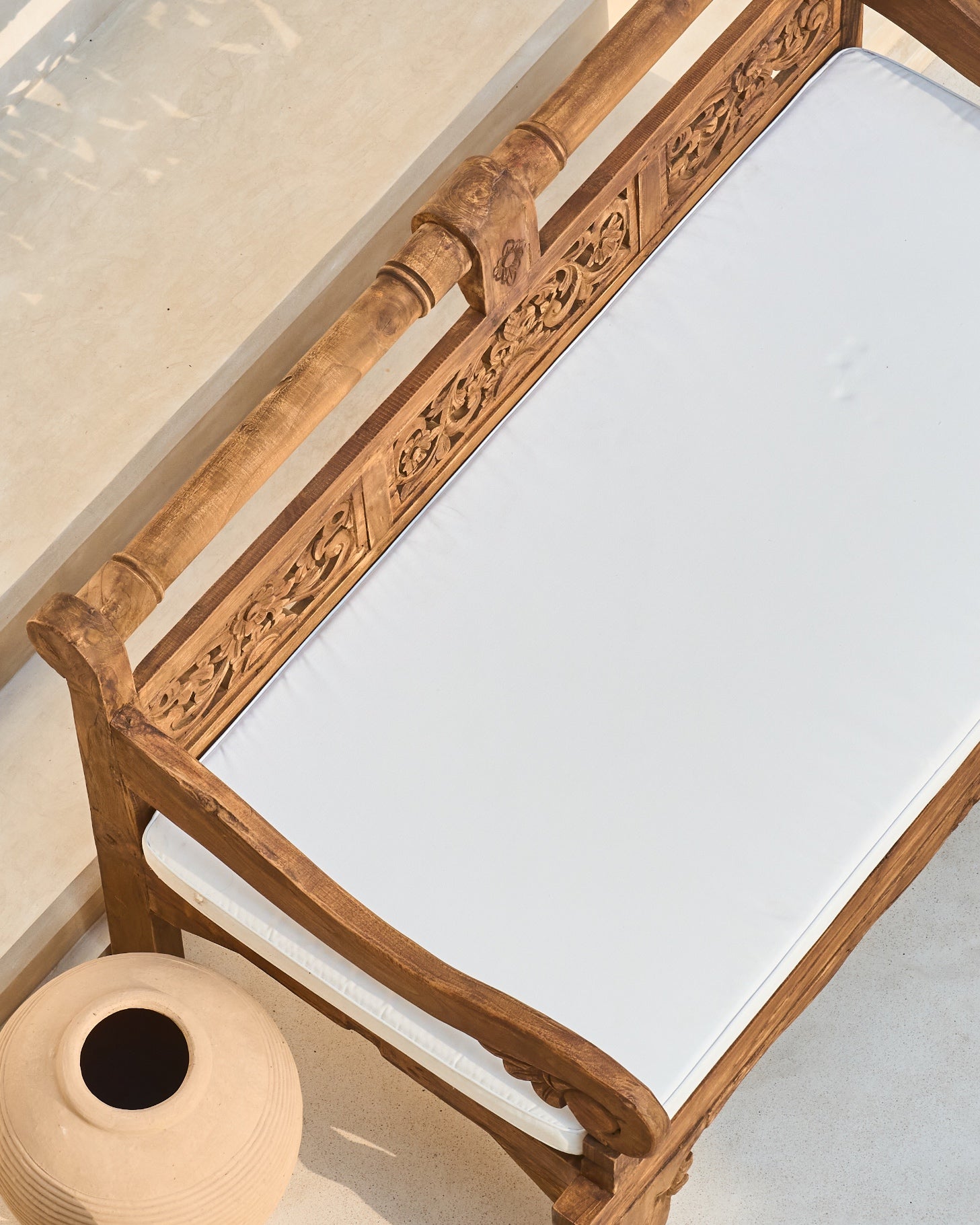 Bambu Recycled Teak Carved XL Seat Daybed with mattress