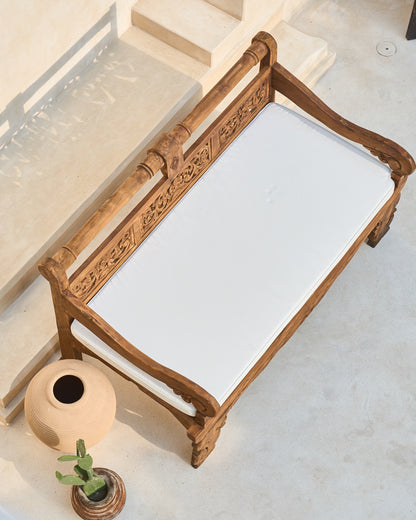 Bambu Recycled Teak Carved XL Seat Daybed with mattress