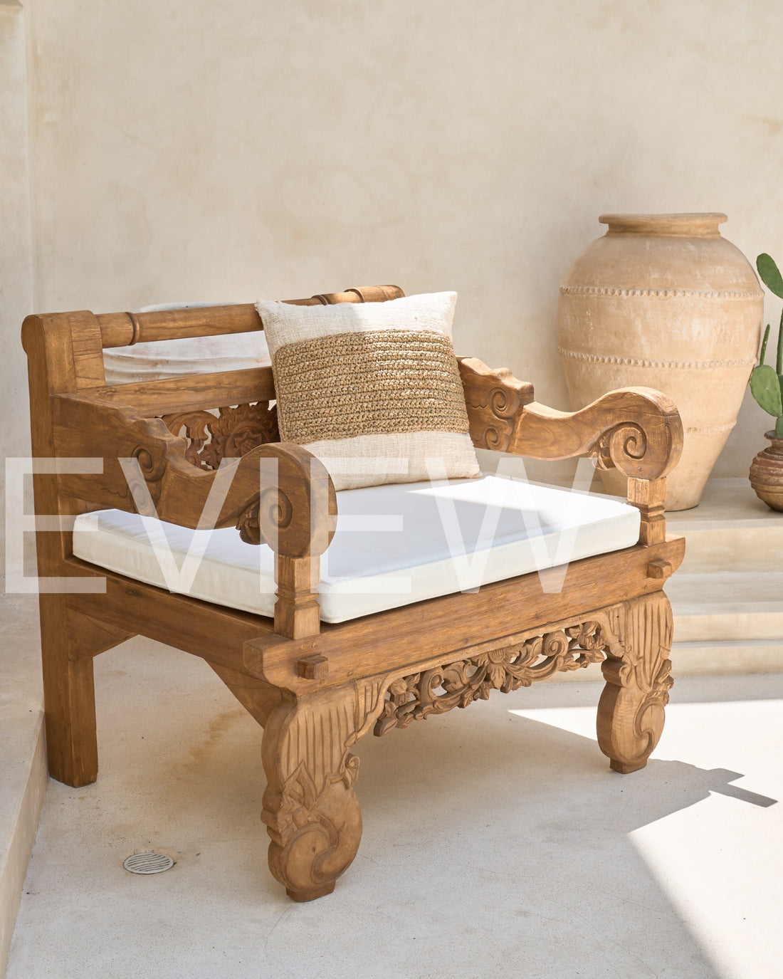 Bambu Recycled Teak XL Seat Bench Chair with mattress