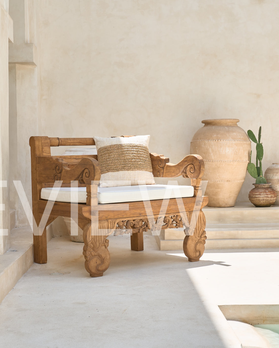 Bambu Recycled Teak XL Bench Chair with seating mattress | Soild Teak Chairs