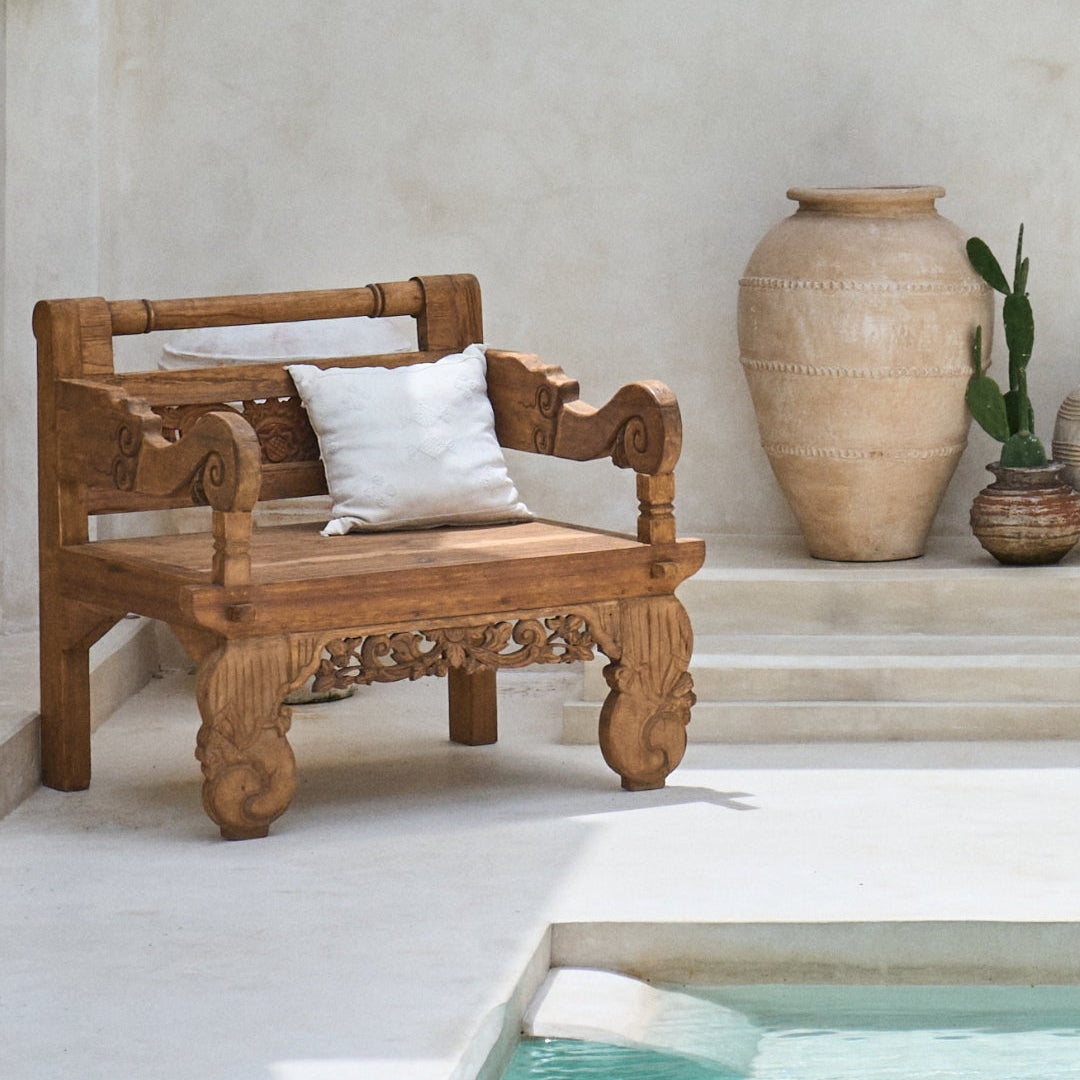 Bambu Recycled Teak XL Bench Chair with seating mattress | Soild Teak Chairs