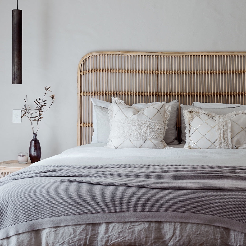 Ceningan Rattan Curved Edge Bedhead - Queen, King