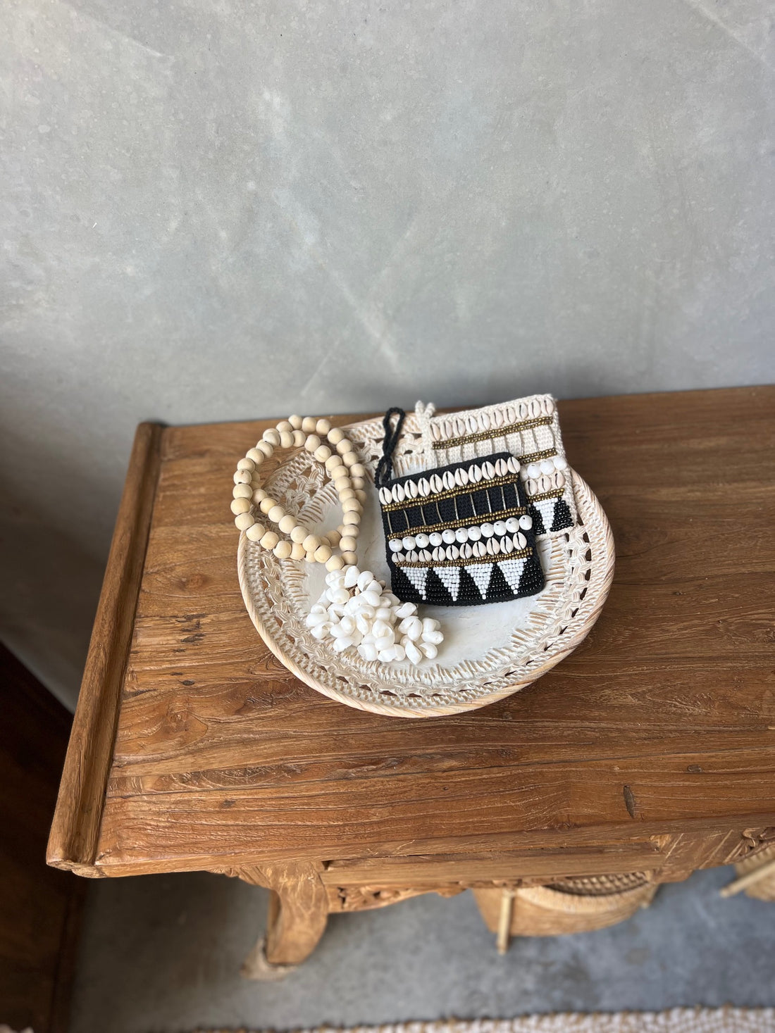 Embellished Hand-Beaded Shell Square Purses - Black, White M