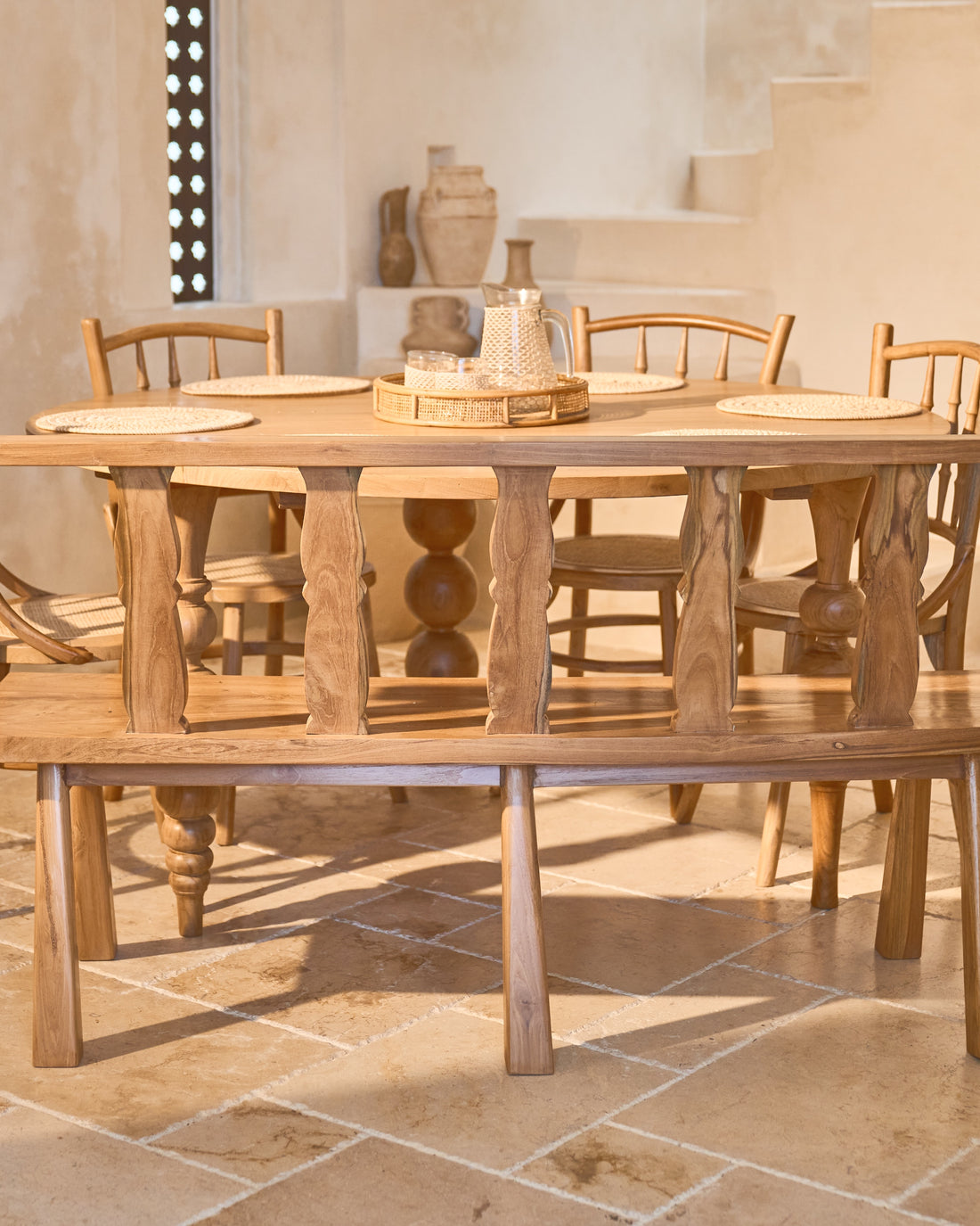 Bundar Curved Teak Bench Seat