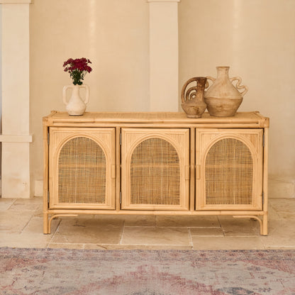 Busur Rattan Three Door Sunrise Console Cupboard