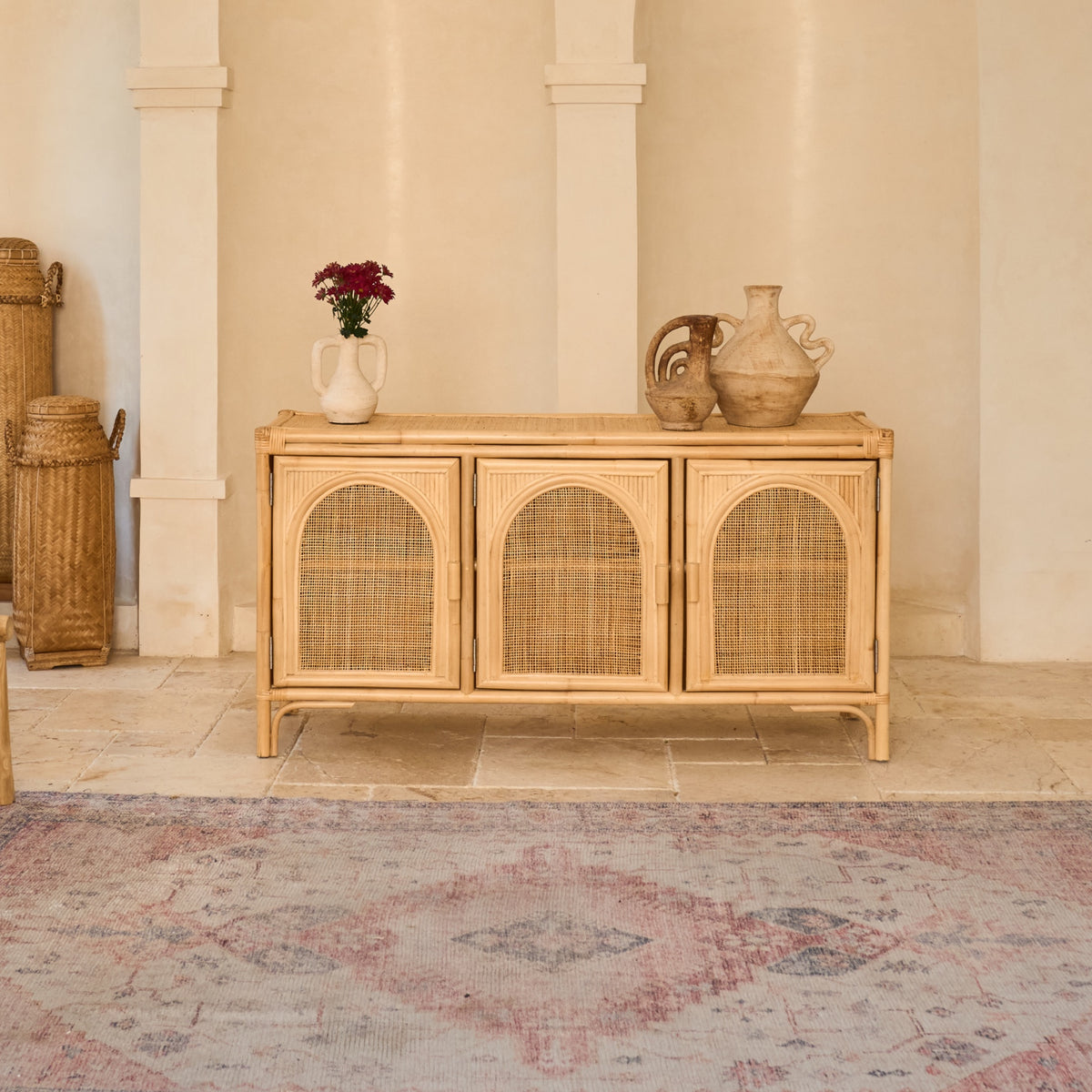 Busur Rattan Three Door Sunrise Console Cupboard