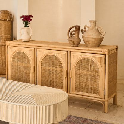 Busur Rattan Three Door Sunrise Console Cupboard