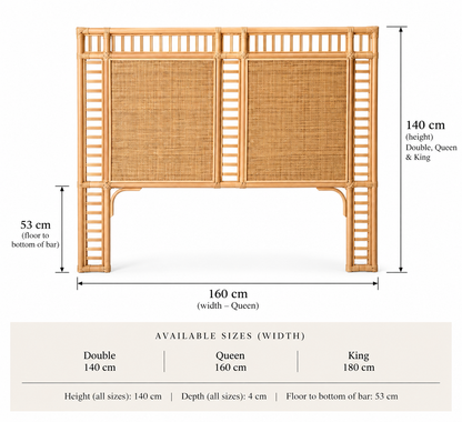 Ampat Rattan Woven Panel Square Bedhead - King, Queen, Double