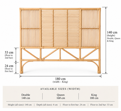 Sumba Rattan Panel Bedhead - King, Queen, Double