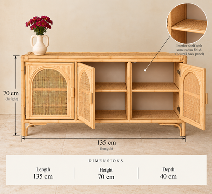 Busur Rattan Three Door Sunrise Console Cupboard