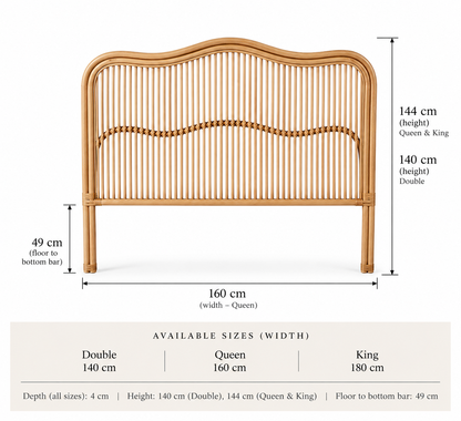 Lembongan Arched Rattan Bedhead - King, Queen, Double
