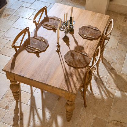 Desa Teak Rectangular Dining Table 1.8m long with unique carved legs