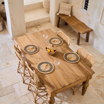 Desa Teak Rectangular Dining Table 1.8m long with unique carved legs